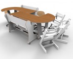 Ergo J-tafel dubbel 180 + leidsterstoel +tripptrapp